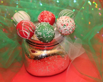 Chocolate Covered Christmas Cake Pops – Assorted Flavors – 1 Dozen