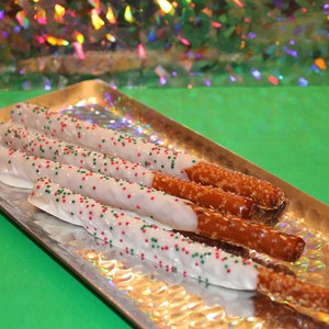 Chocolate Covered Christmas Pretzel Rods 1 Dozen image 3