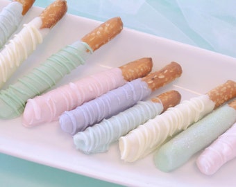 Spring Mini Pretzels- Pastel Chocolate Pretzels - Easter Party Treats - 1 dozen