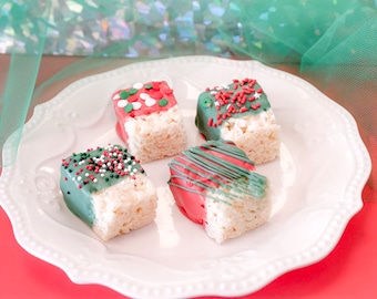 Christmas  Chocolate Covered Mini Rice Krispie Treats – 2 Dozen