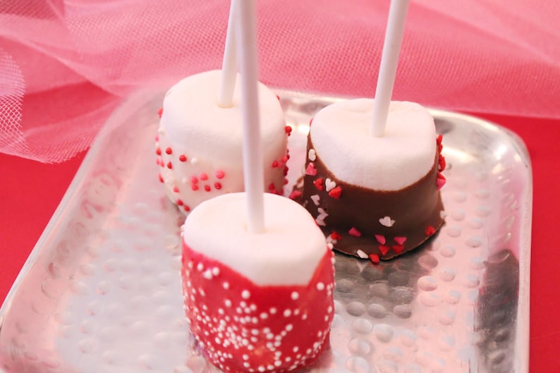 Valentine Chocolate Dipped Marshmallow Pops 1 Dozen Packaged as a Gift for Valentines Day image 2