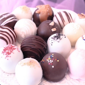 Assorted Cake Balls, One Dozen Chocolate Dipped Cake Balls, Baby Shower Favors