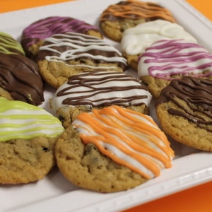 Halloween Themed Chocolate Dipped Chocolate Chip Cookies - 1 Dozen