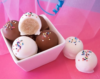 Funfetti Cake Bites, Birthday Cake Balls, Designer Desserts, Birthday Cake Bites, Birthday Cake Truffles, 1 Dozen