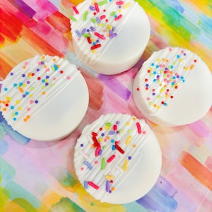 Funfetti White Chocolate Covered Sandwich Cookies – 1 Dozen