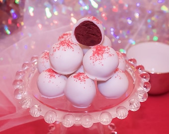 Red Velvet Cake Truffles, White Chocolate Cake Balls,  Red Velvet Desserts