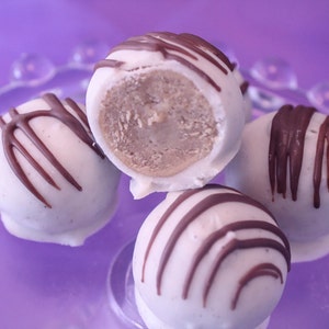 White Chocolate Dipped Tiramisu Cookie Ball Truffles – 1 Dozen