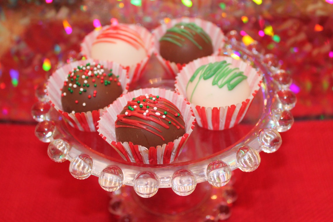 Chocolate Covered Christmas Cake Bites Assorted Flavors 1 | Etsy