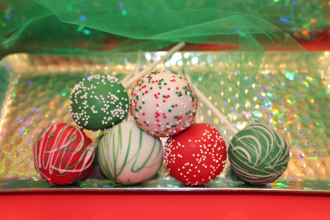 Chocolate Covered Christmas Cake Pops Assorted Flavors 1 Etsy