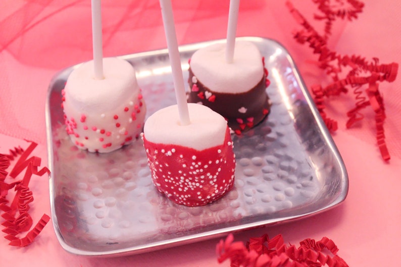 Valentine Chocolate Dipped Marshmallow Pops 1 Dozen Packaged as a Gift for Valentines Day image 1