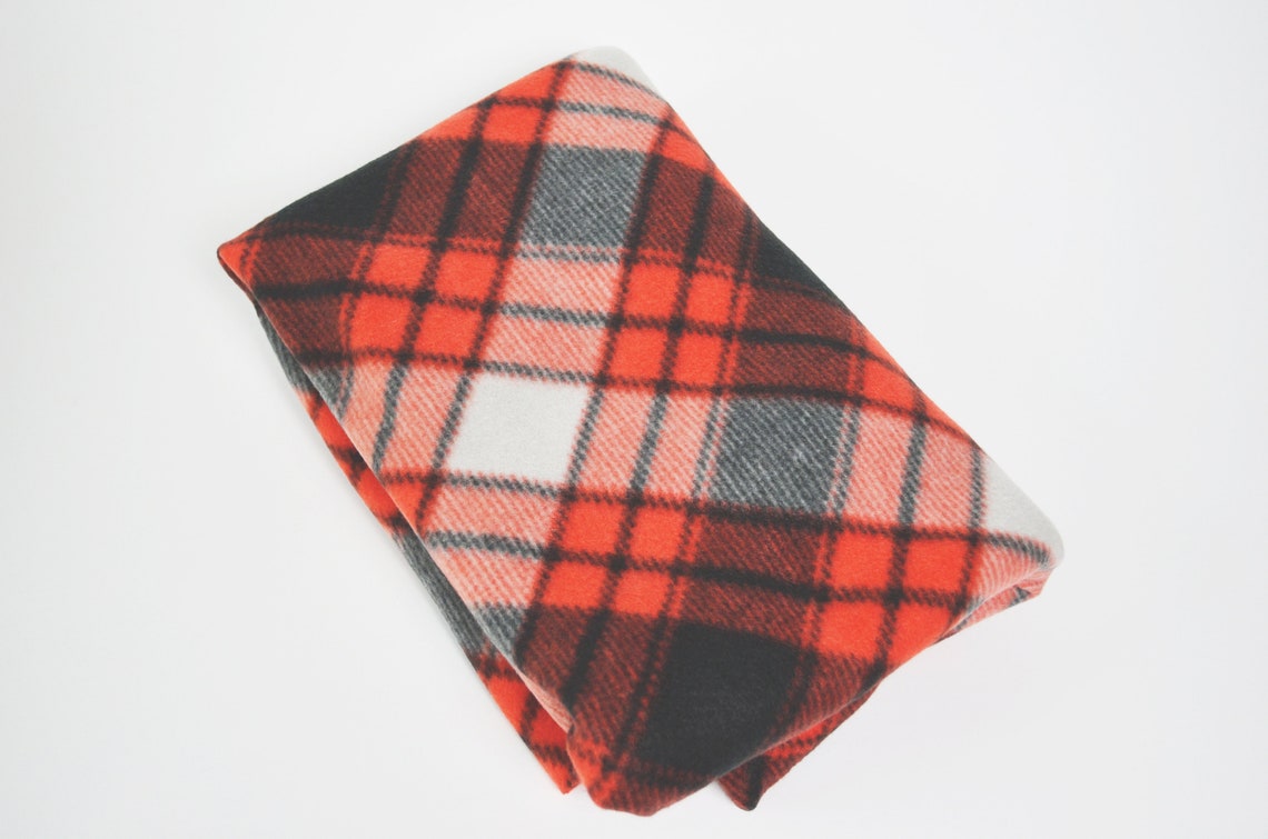 REMNANT 32 Joann Fabrics Plaid Fleece Fabric Orange Etsy