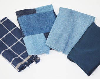 SCRAP FABRIC BAG - Blues