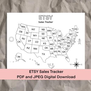 Etsy Sales Tracker druckbare Karte, sofortiger Download, Malseite, Bullet Journal, USA, Checkliste, Ziele, motivierende Inspiration