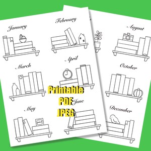Book Tracker / Log, Coloring Page PDF, JPEG Printable, Digital Download, Instant Download