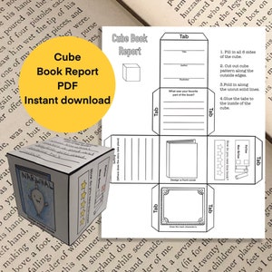 Cube Book Report PDF Instant Digital Download, Printable Activity, Reading, Homeschool, Kids Children Form, Homeschool, School