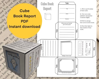 Cube Book Report PDF Instant Digital Download, Printable Activity, Reading, Homeschool, Kids Children Form, Homeschool, School
