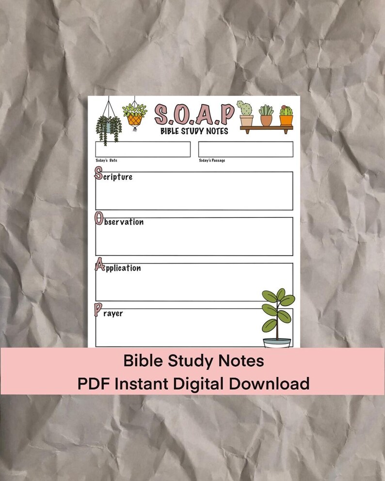 S.O.A.P Bible Study Notes Printable Instant Digital Download, Bullet Journal, Activity ...