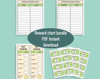 Reward Chart / System / Bucks, Chore List, PDF Digital Download, Printable, Instant Download, School / Homeschool