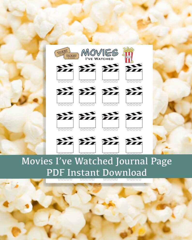 Movies I've Watched Bullet Journal Page Printable Instant - Etsy