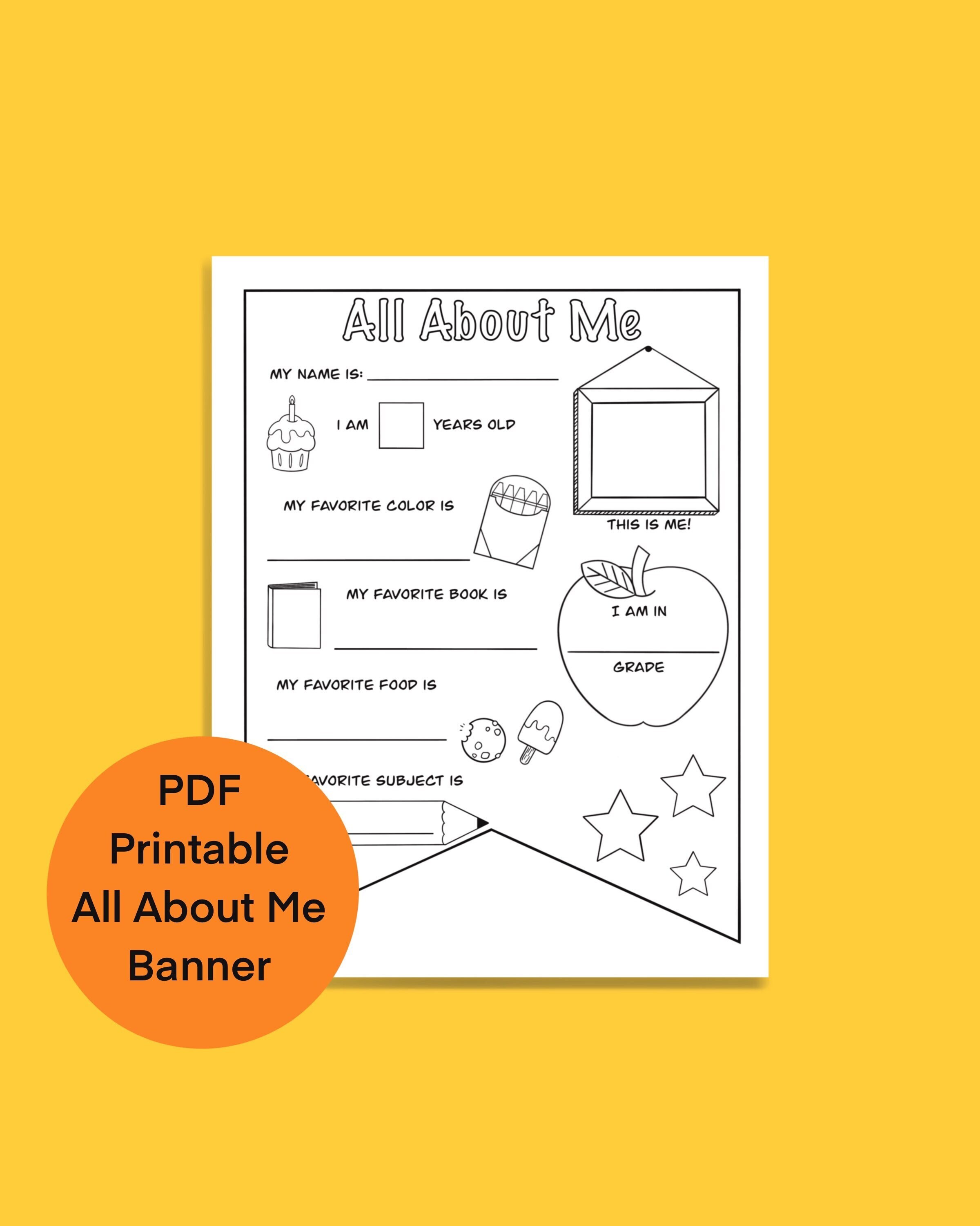 All About Me Printable Bunting Banner Pennant Classroom Decor