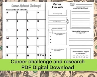 Career Alphabet Challenge and Career Research Printable - Etsy