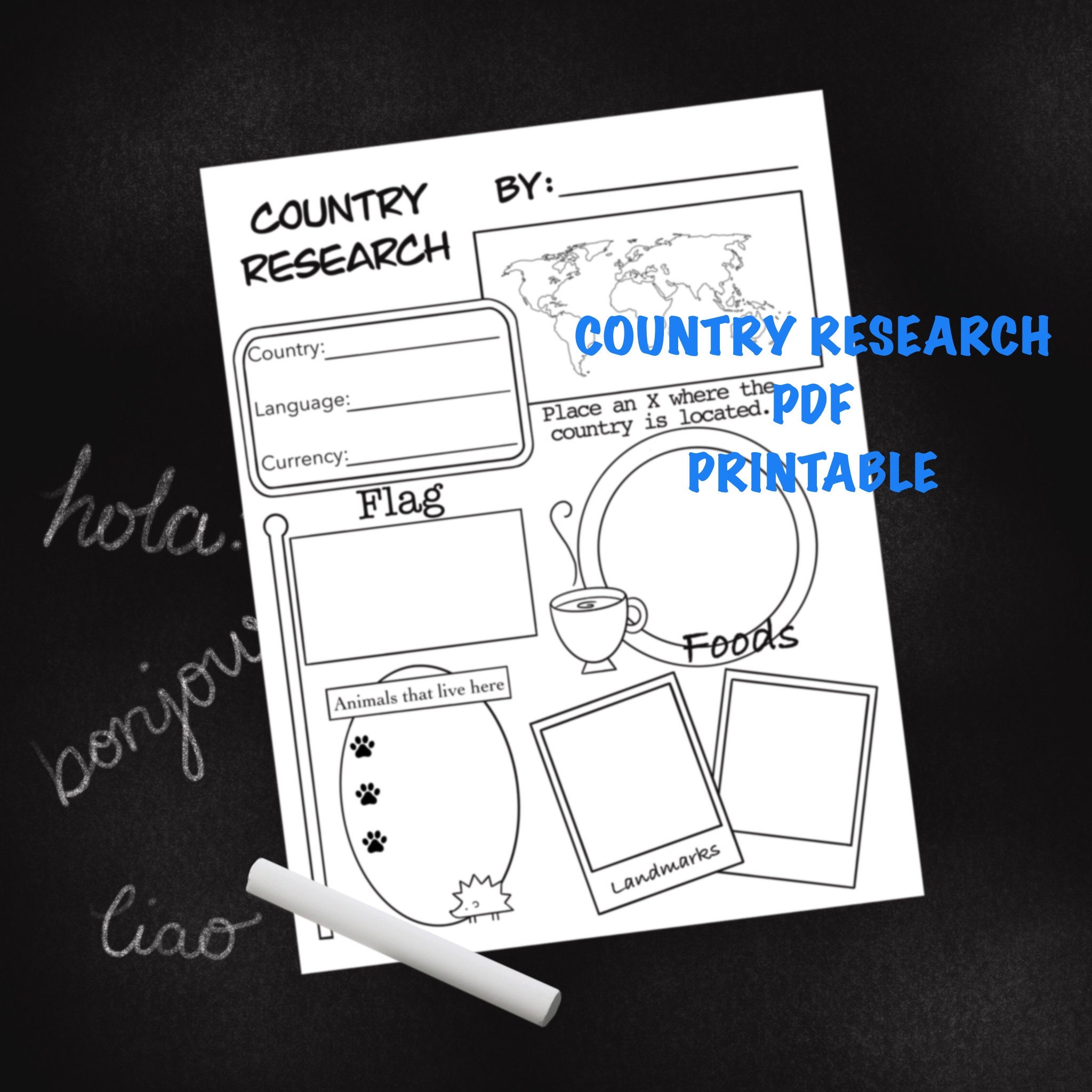 Country Research PDF Printable Worksheet Activity | Etsy