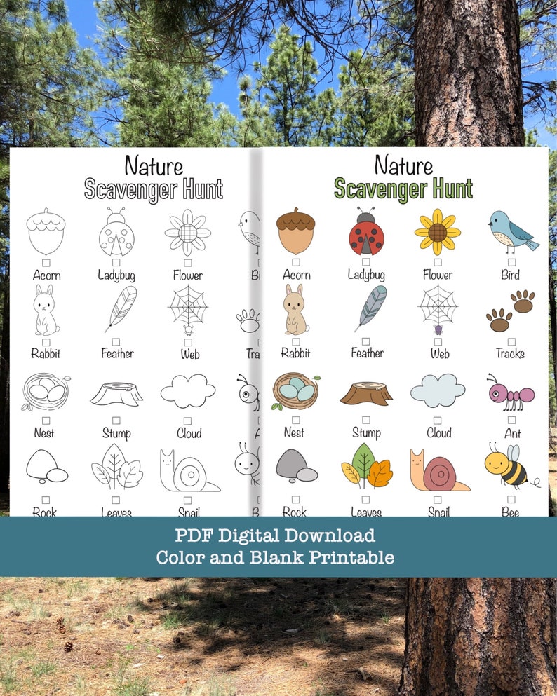 Nature Scavenger Hunt PDF Printable Instant Download Digital Outdoor ...