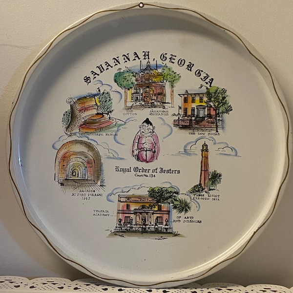 Vintage Royal Order Of Jesters Savannah Tin Tray