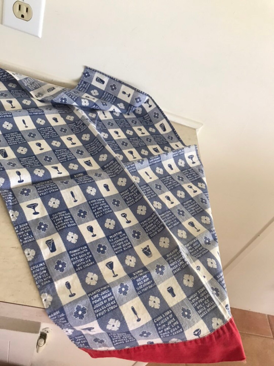 Vintage Bar Towel With Cocktail Recipes Etsy