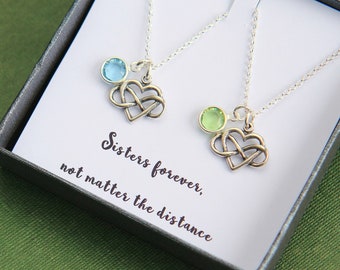 Personalized Necklace, Sister Necklace, Sister Gift, Gift for Sister, Sister Birthday Gift, Sisters Necklace Set of 2, Birthstone Jewelry