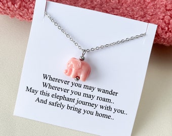 Pink Elephant Necklace, Good Luck Elephant Charm, Tiny Elephant Lover Gift, Anniversary Gift for Girlfriend, Birthday Gift for Best Friend