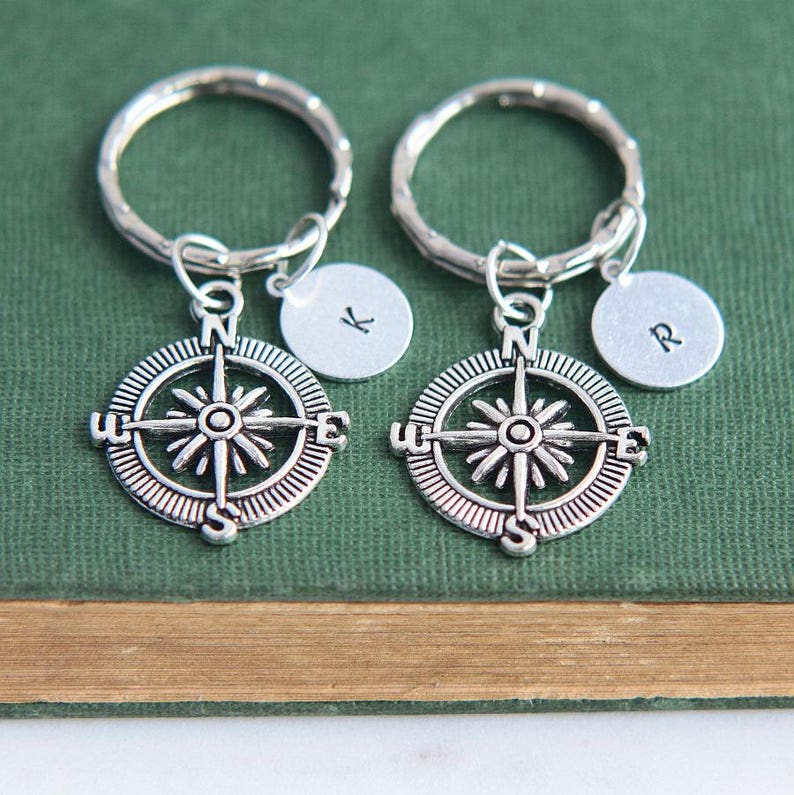 Compass Keychain Best Friends Couple Keychain Set of two Etsy