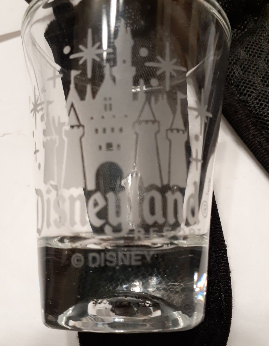 Disneyland Resort Shot Glass Clear White Etched Magic Kingdom Etsy