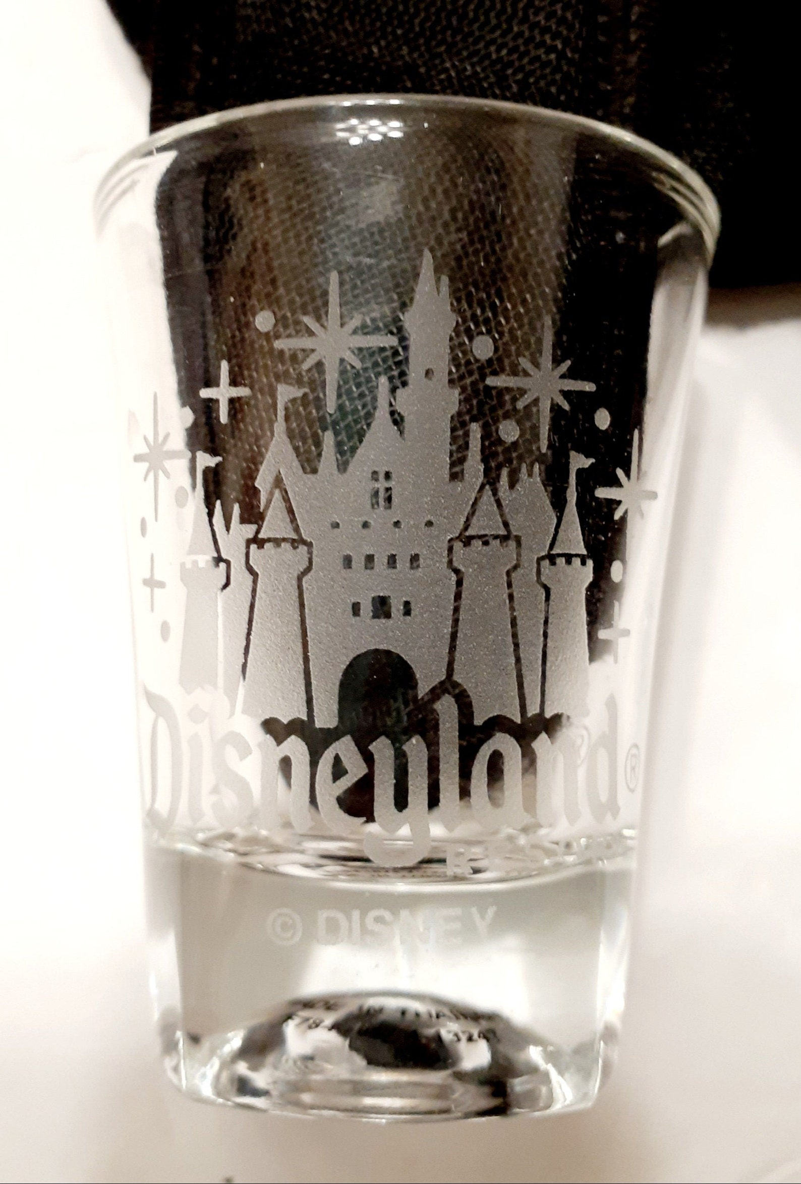 Disneyland Resort Shot Glass Clear White Etched Magic Kingdom Etsy