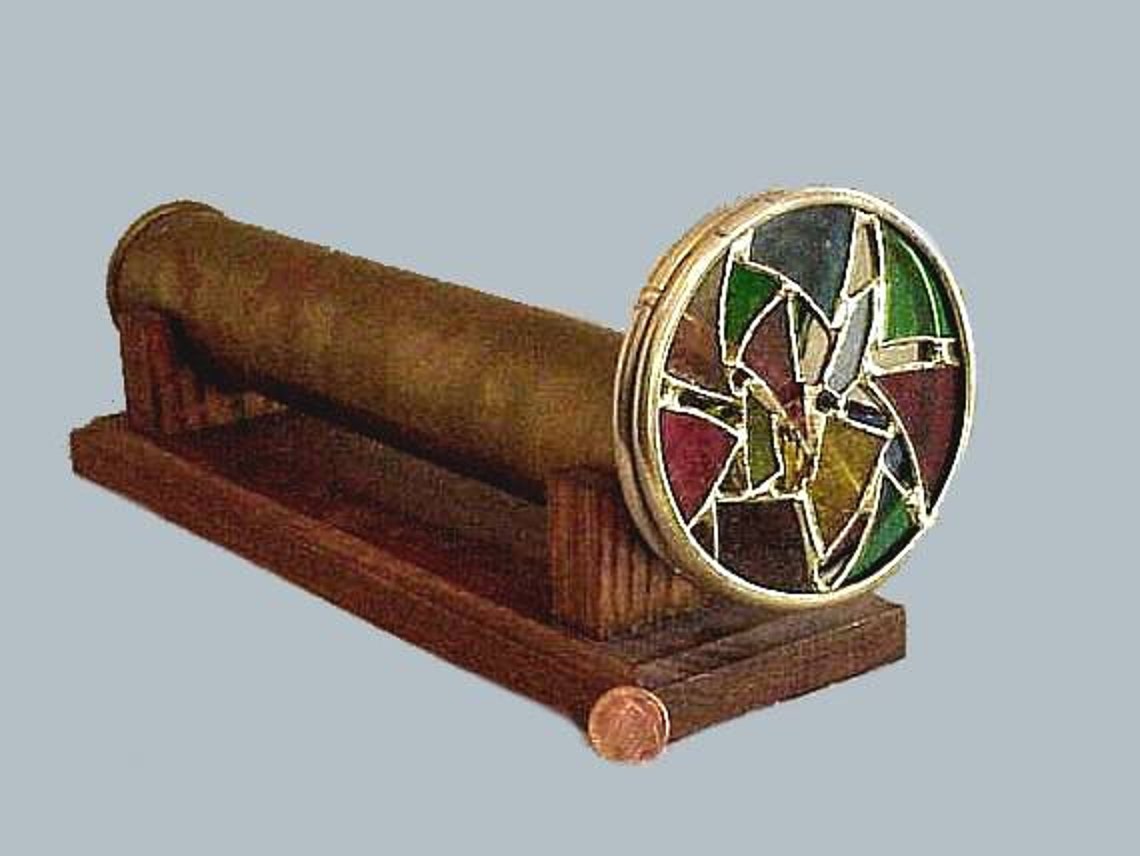 Vintage Brass KALEIDOSCOPE with Dual Wheels and Wooden Base Etsy