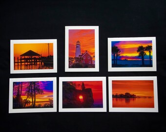 Set of 6 Sunrise/Sunset Photo Note Cards