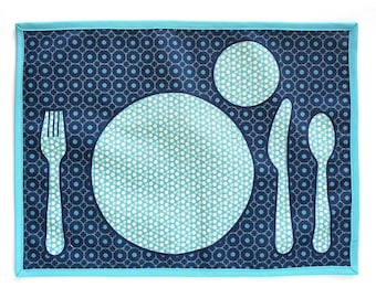 Printed on cotton - Montessori placemat - fabric printed table setting placemat - waterresistant