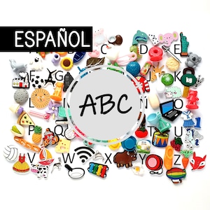ABC espagnol, 27, 50 ou 100 miniatures alphabet, série blanche Montessori, caisse de résonance, meilleure vente image 1