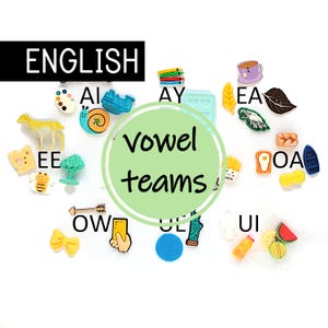 Green Series most common vowel teams Montessori lengua inglés 35 objetos