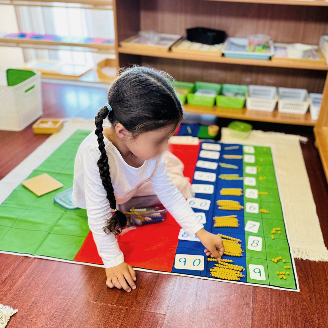 45 Layout Math Mat - Montessori Cotton Bird's Eye Vieuw Mat - Place ...