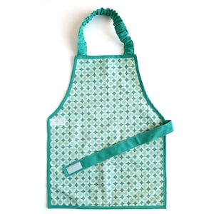 1-12 Wasserdichte Montessori-Schürze – Mint Circles Baumwolle OEKO TEX – Junge/Mädchen – Beste Montessori-Schürze