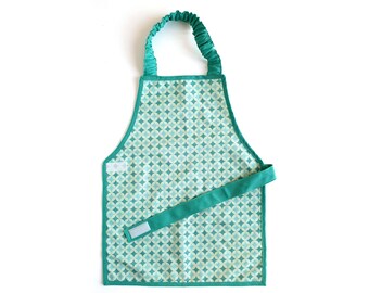 1-12 Waterresistant Montessori apron - waterresistant cotton OEKO TEX- interlocking circles mint - toddler kid - The best Montessori apron