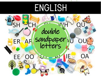 Green Series 68 objetos para Nienhuis double sandpaper letters Montessori lengua inglés