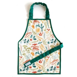 1-6 Waterresistant Montessori apron - cotton OEKO TEX- herbs spices fruit kitchen - toddler kid - The best Montessori apron