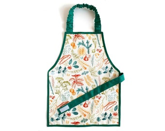 1-6 Waterresistant Montessori apron - cotton OEKO TEX- herbs spices fruit kitchen - toddler kid - The best Montessori apron