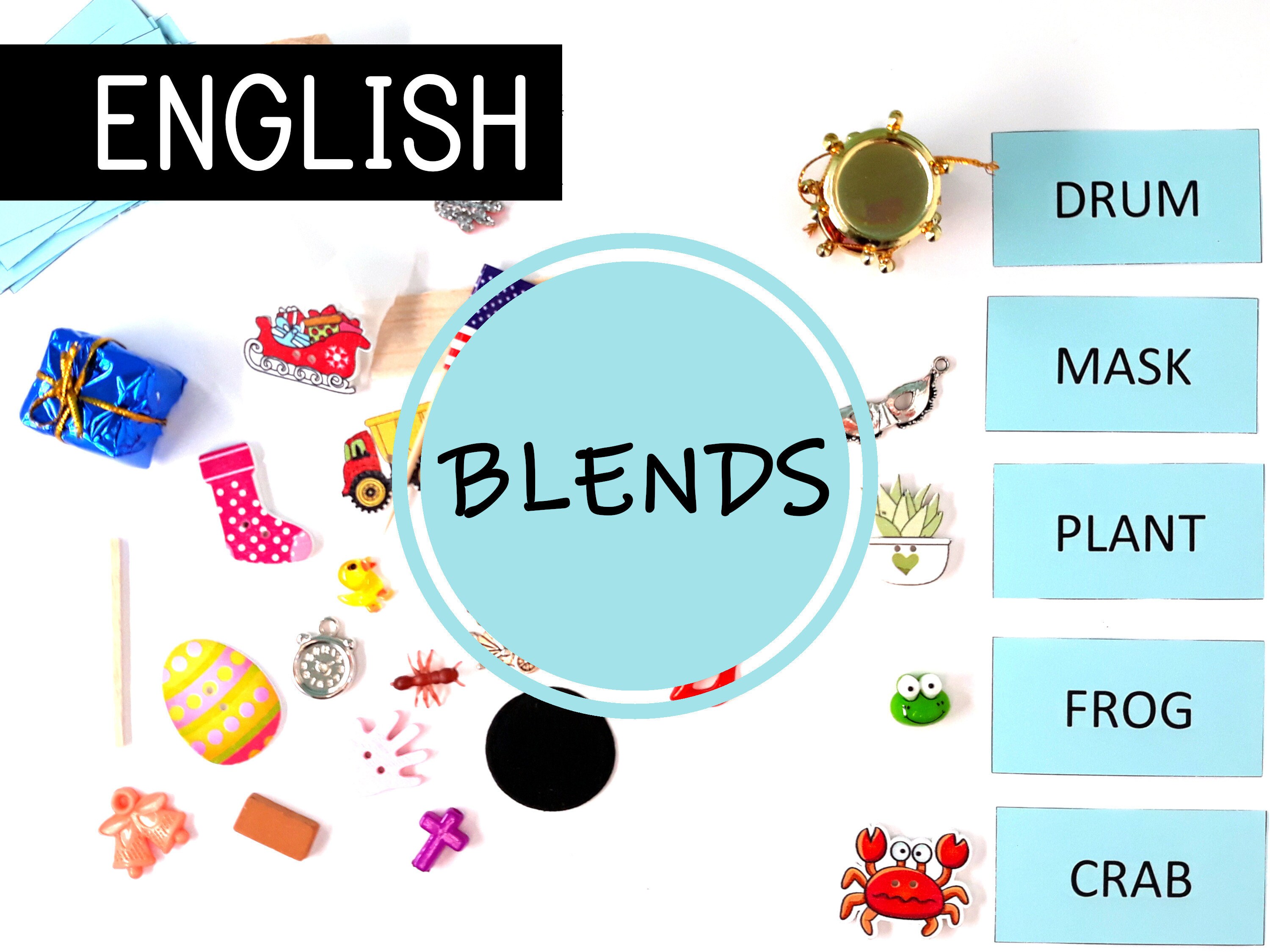 Blue Series Blends 30 Phonetic Objects Montessori Language Material Miniatures Homeschool
