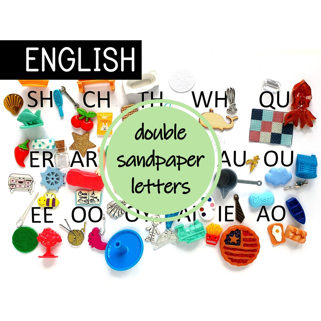 Green Series 60 objetos para Nienhuis double sandpaper letters Montessori lengua inglés Etsy