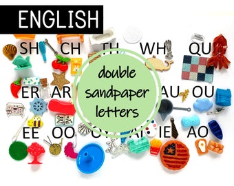 Green series  60 objects for Nienhuis double sandpaper letters Montessori language material objects miniatures homeschool