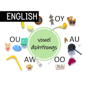 Green Series diphthong vowel teams Montessori lengua inglés 21 objetos