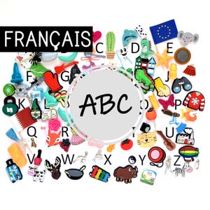 ABC Francés 26,50 o 100 miniaturas abecedario, serie blanca Montessori, caja de sonidos, mejor venta